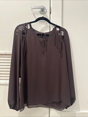 Marciano Plum Purple Tie-Shoulder Long-Sleeve Blouse